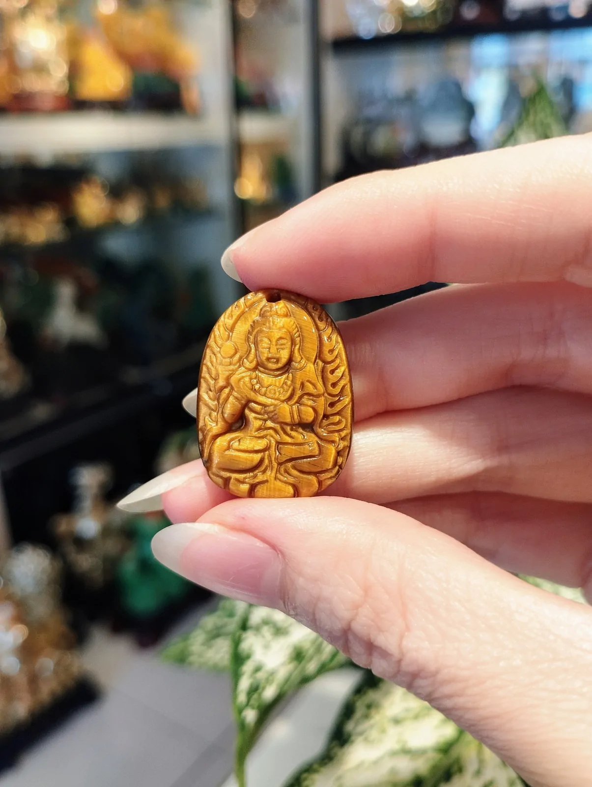 Phật bản mệnh đá mắt mèo nhỏ- Ngọ (Đại Thế Chí Bồ Tát) S6484-5