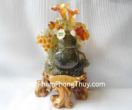 Hồ lô xanh, đế gỗ- Phước lộc E231