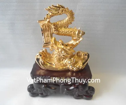 Rồng vàng đế gỗ nhỏ - chiêu tài tường long A155