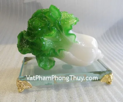 Bắp cải, đế thủy tinh vuông- Phát tài E179