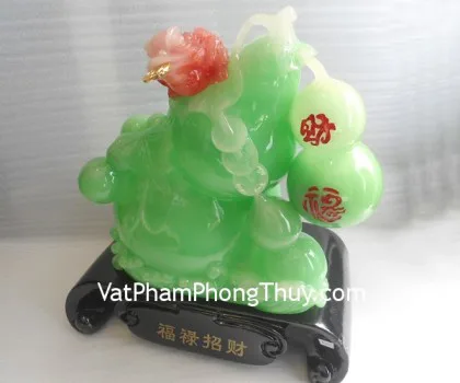 Hồ lô xanh, đế gỗ- Phước lộc chiêu tài E223