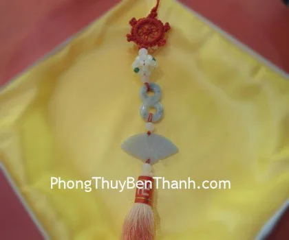 Ngọc bội treo số 8+quạt mai hoa Miến Điện S264