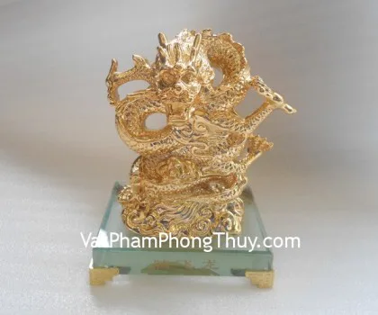 Rồng vàng kim, đế thủy tinh vuông- Long đằng phi E138