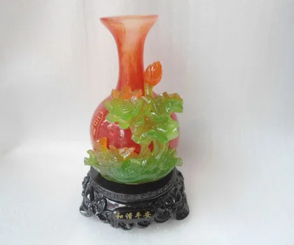 Bình đỏ có uyên ương, sen - hòa hài bình an H481G