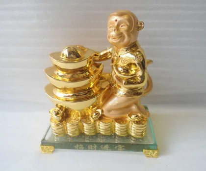 Khỉ may mắn ôm đào đế thủy tinh - phước thọ song toàn K068M