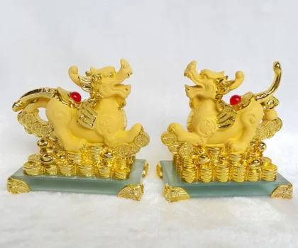 Cặp tỳ hưu tài lộc trên tiền đế thủy tinh - tụ phước vượng tài, tụ bảo vượng tài K109M