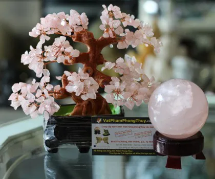 Cây tài lộc thạch anh hồng kiểu nhật nhỏ KC027