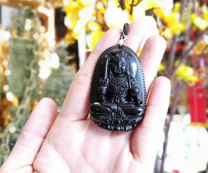 Phật bản mệnh đá hắc ngà - Dậu (Bất Động Minh Vương) S6340-7