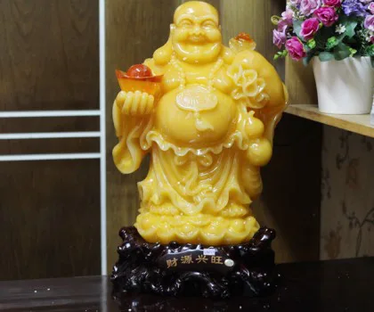 Phật di lạc ngọc vàng cam đứng khủng - Tài nguyên hưng vượng C128A