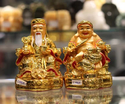 Thần tài thổ địa vàng đỏ nhỏ - Chiêu tài tấn bảo C146A