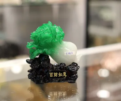 Bắp cải xanh nhỏ đế gỗ - Phát tài như ý C168A