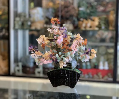 Cây thạch anh lục sắc thân bonsai chậu kiểu nhật mới (Phước) FKC117