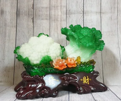 Bắp cải và hoa cải xanh trên bụi mẫu đơn lưu ly đế gỗ lớn- Phát Tài LN070
