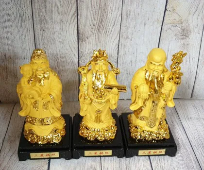 Tam đa phước lộc thọ vàng kim sa đế gỗ trung bộ rời - Lộc Tinh LN115-2