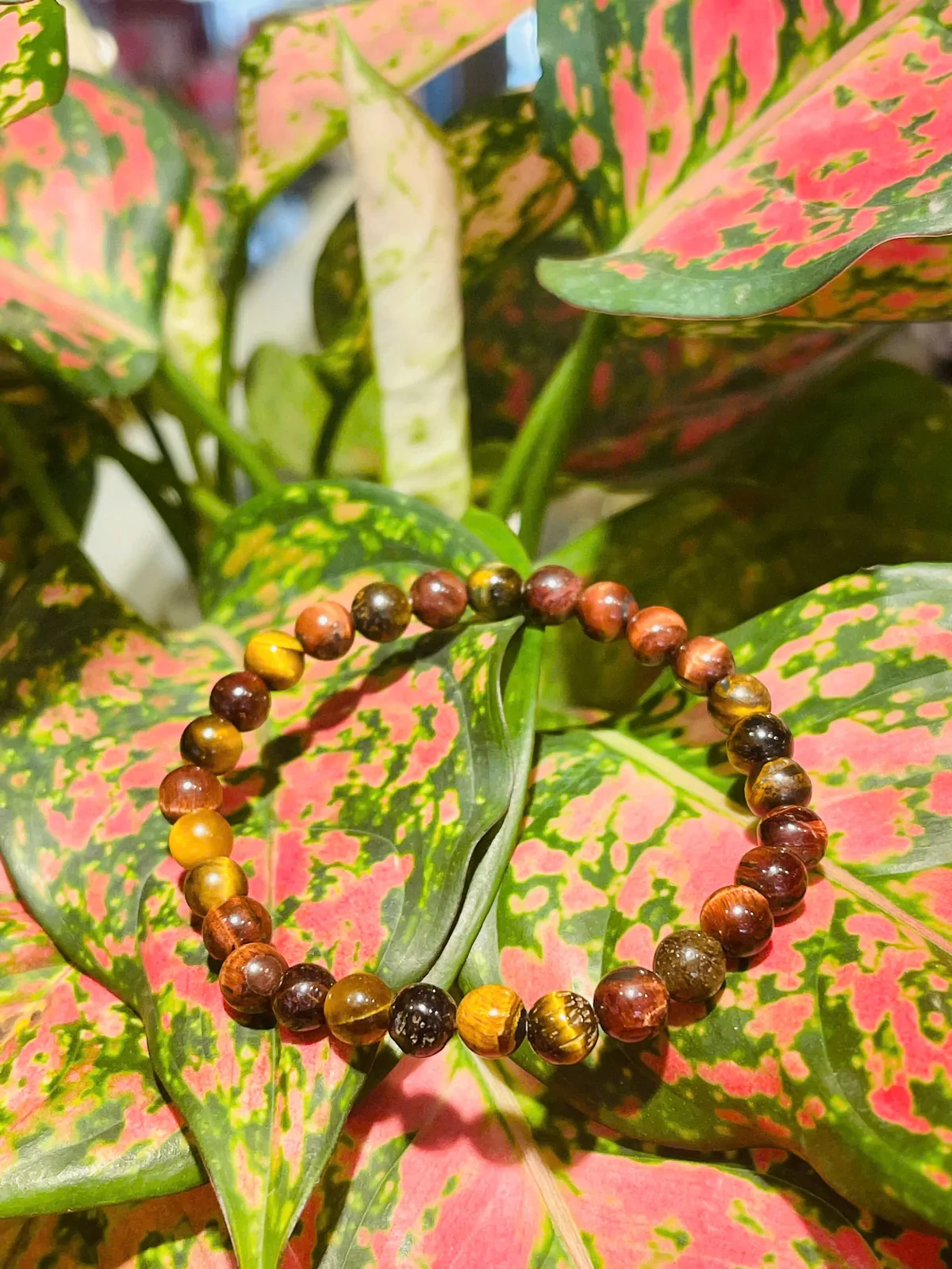 Chuỗi mắt mèo đỏ đen đa sắc 6 li S6832