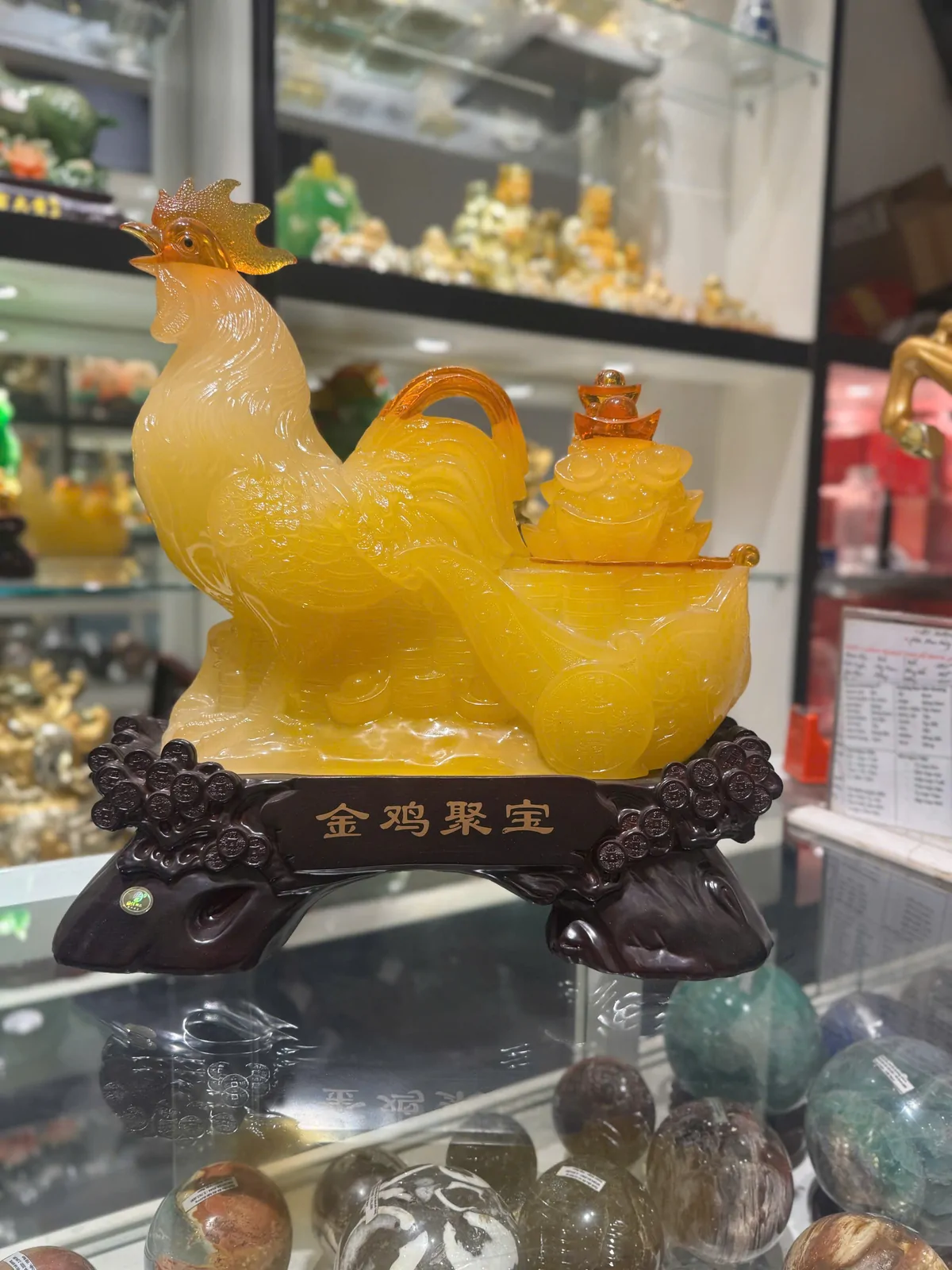 Gà ngọc vàng kéo xe tiền ngân bảo - Kim kê tụ bảo G050A