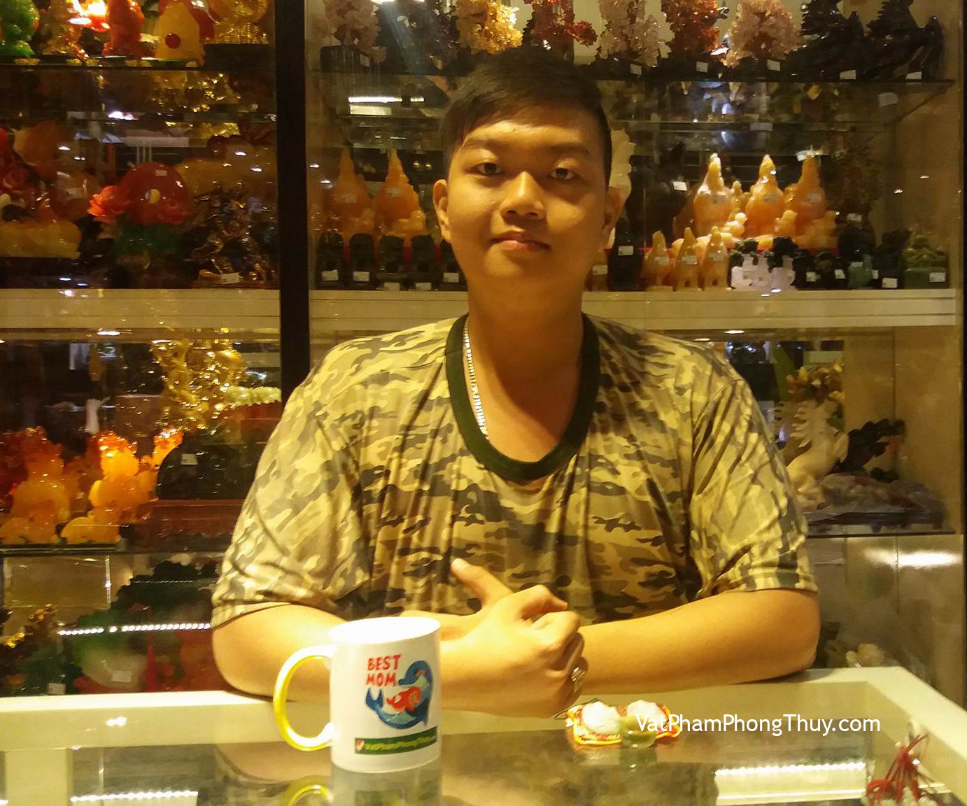 Anh Phong - khách hàng mua Phật Hư Không Tạng Bồ Tát ngọc Phỉ thúy S6508-2